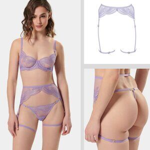 New! Bluebella Rafaela Purple Embroidered Lace Thigh Harness Belt 10794